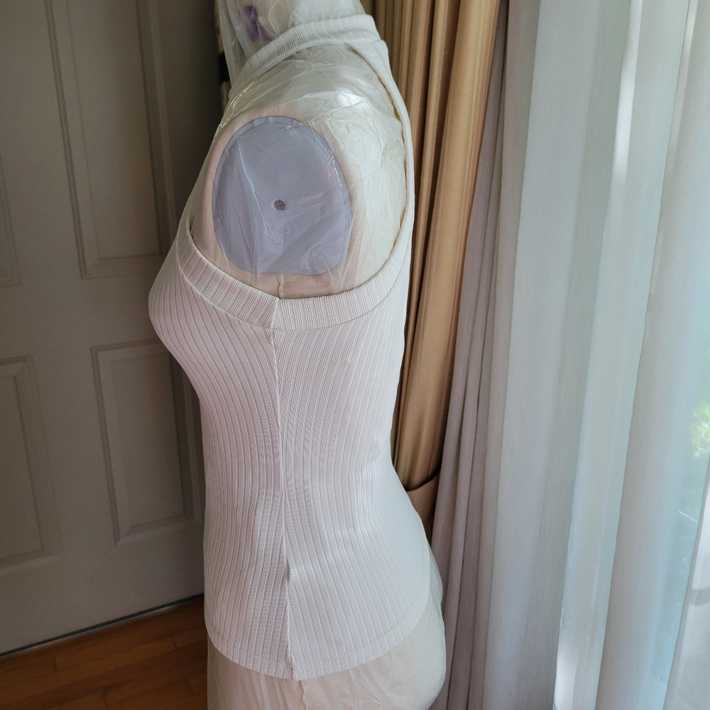 Bebe White Ribbed Fitted Tank Top - Picture 5 of 6